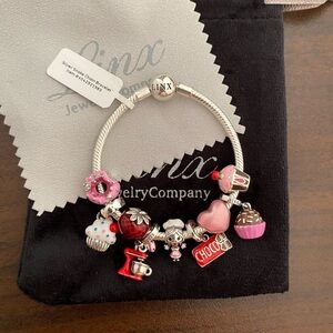 Linx Snake Chain Bracelet with Sweets and Baking Themed Charms